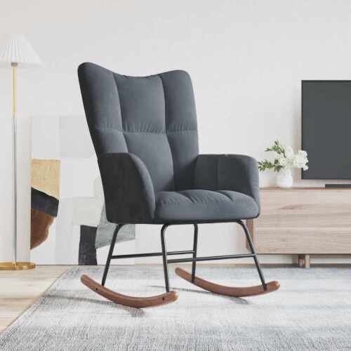 vidaXL Rocking Chair Dark Gray Velvet Perspective: front