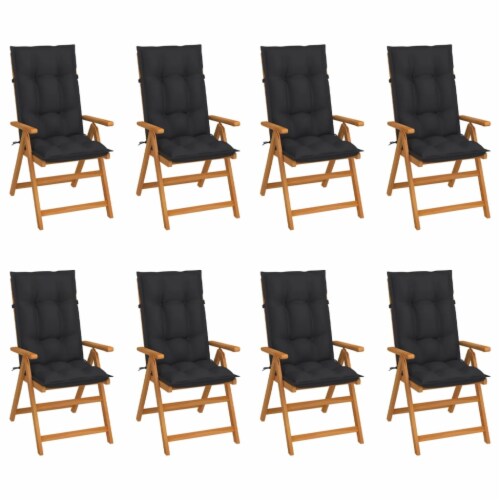 pcs 8 Reclining Chairs Solid N/A Stores - Teak Patio with Wood, Food Cushions vidaXL Fry\'s