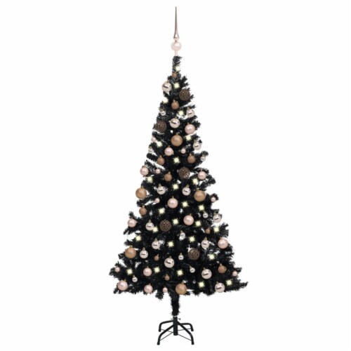 vidaXL Artificial Christmas Tree with LEDs&Ball Set Black 70.9  PVC Perspective: front