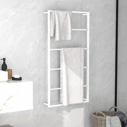 vidaXL Towel Rack White 23.6 x3.9 x45.7  Steel Perspective: front