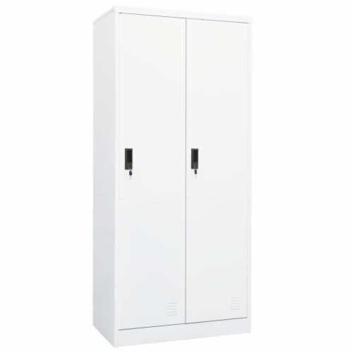 vidaXL Wardrobe White 31.5 x19.7 x70.9 Steel Perspective: front