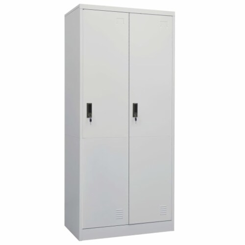 vidaXL Wardrobe Light Gray 31.5 x19.7 x70.9 Steel Perspective: front