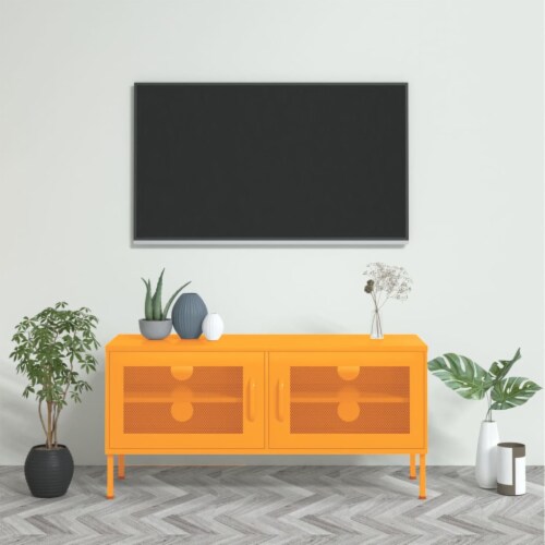 vidaXL TV Stand Mustard Yellow 41.3 x13.8 x19.7 Steel Perspective: front