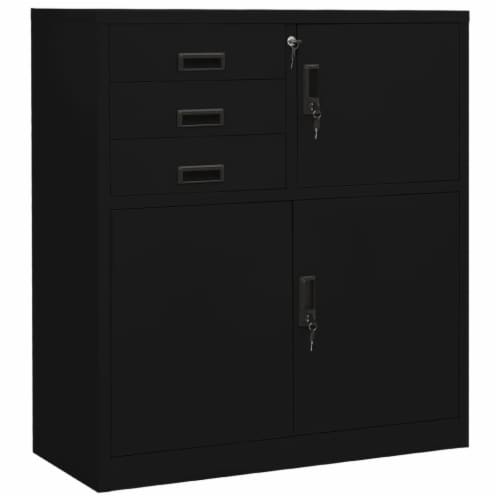 Vidaxl Office Cabinet Black 35.4 X15.7 X40.2 Steel Perspective: front