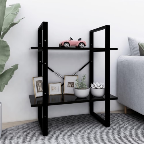 Vidaxl 2-Tier Book Cabinet Black 23.6 X11.8 X27.6  Chipboard Perspective: front