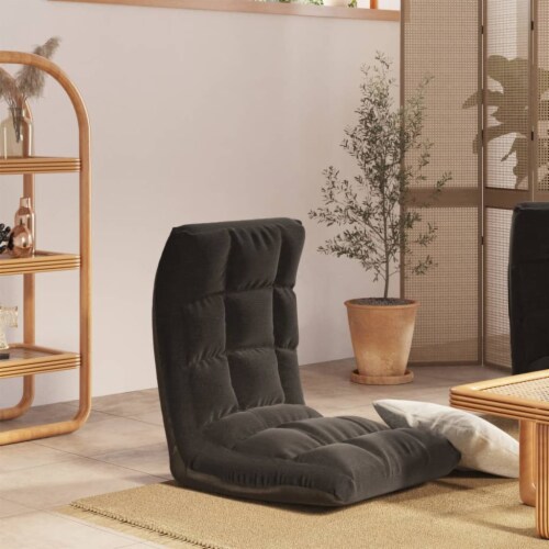 vidaXL Folding Floor Chair Black Fabric 1 pcs Kroger