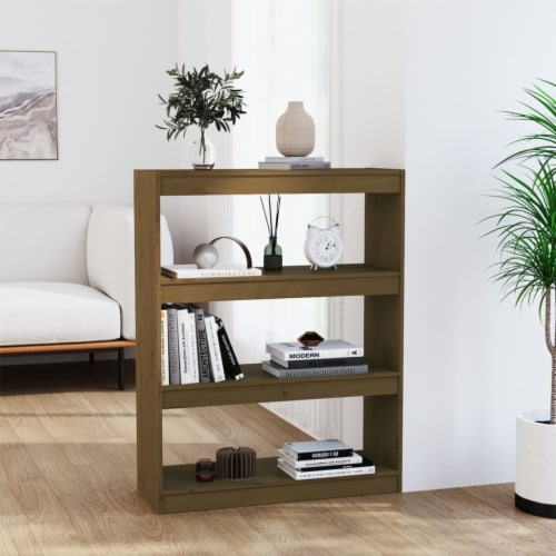 vidaXL Book Cabinet/Room Divider Honey Brown 31.5 x11.8 x40.7 Wood Pine Perspective: front