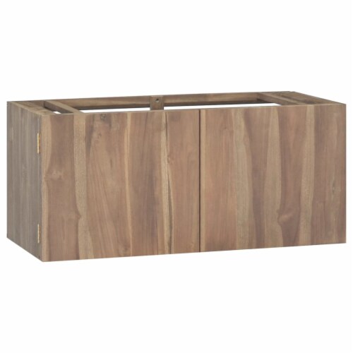 vidaXL Wall-mounted Bathroom Cabinet 35.4 x15.4 x15.7 Solid Wood Teak Perspective: front