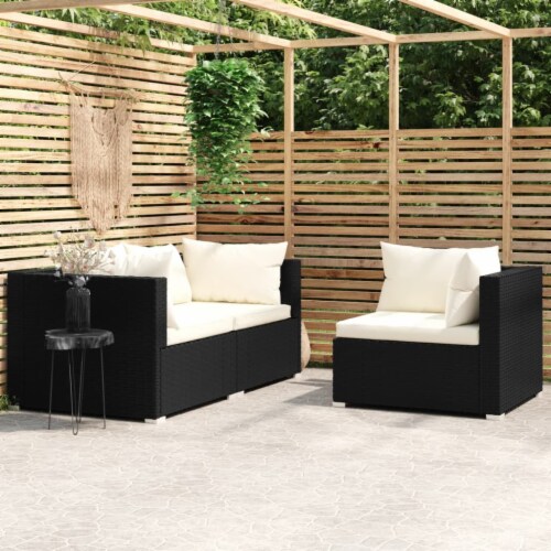 vidaXL 8 Piece Patio Lounge Set with Cushions Poly Rattan Gray