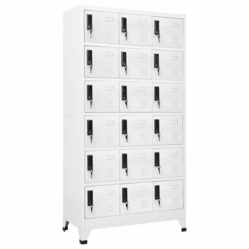 vidaXL Locker Cabinet White 35.4 x15.7 x70.9 Steel Perspective: front