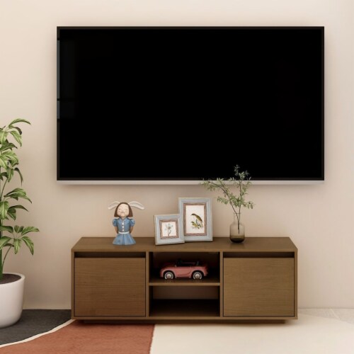 vidaXL TV Stand Honey Brown 43.3 x11.8 x15.7 Solid Pinewood Perspective: front