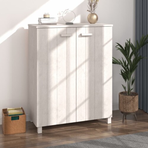 vidaXL Shoe Cabinet HAMAR White 33.5 x15.7 x42.5 Solid Wood Pine