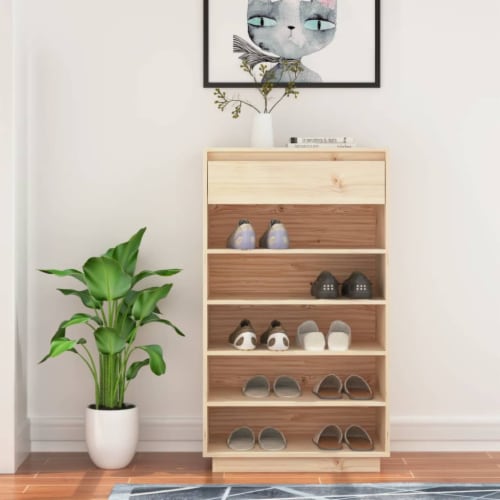 Shoe Rack with 3 Shelves Solid Oak Wood 39.4 x10.6 x23.4, 1 Pack - Kroger