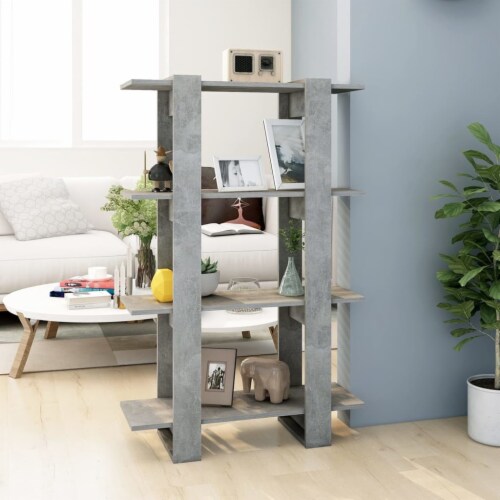 vidaXL Book Cabinet/Room Divider Concrete Gray 31.5 x11.8 x48.6 Perspective: front