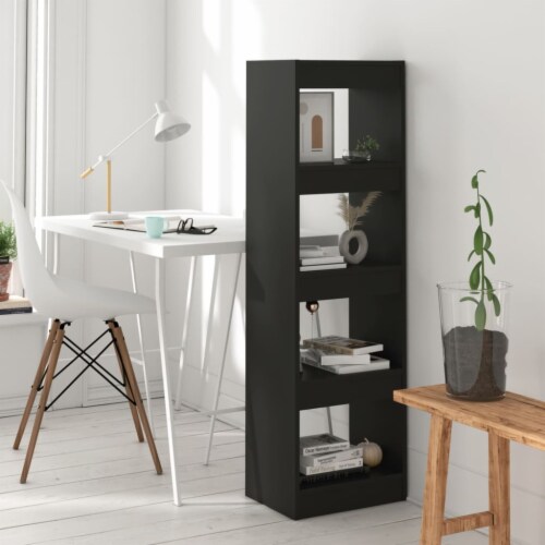 vidaXL Book Cabinet/Room Divider Black 15.7 x11.8 x53.1 Perspective: front