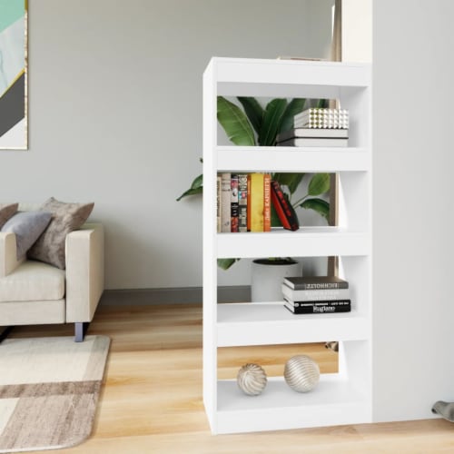vidaXL Book Cabinet/Room Divider White 23.6 x11.8 x53.1 Engineered Wood Perspective: front