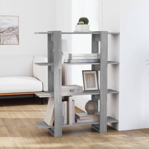 vidaXL Book Cabinet/Room Divider Gray Sonoma 39.4 x11.8 x48.6 Perspective: front