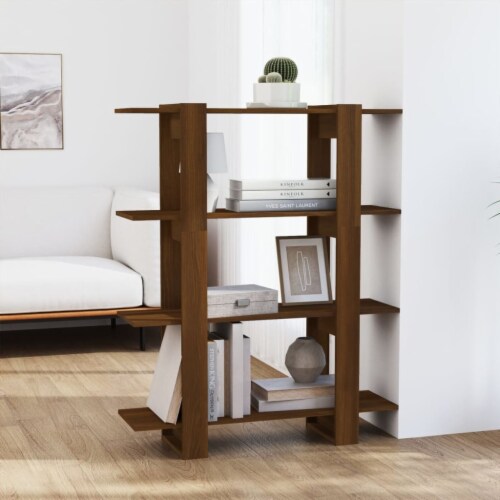 vidaXL Book Cabinet/Room Divider Brown Oak 39.4 x11.8 x48.6 Perspective: front
