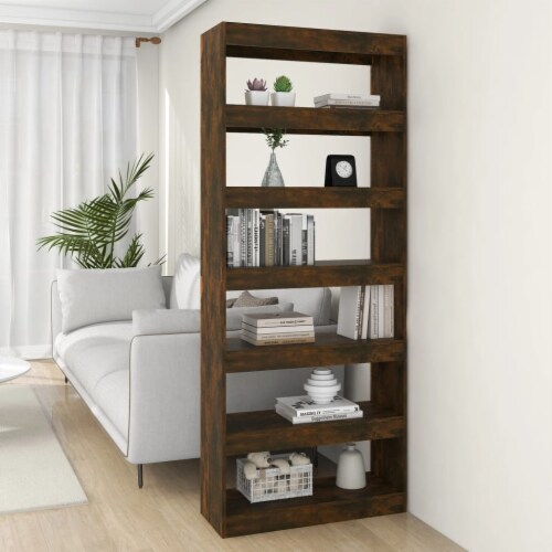 vidaXL Book Cabinet/Room Divider Smoked Oak 31.5 x11.8 x78