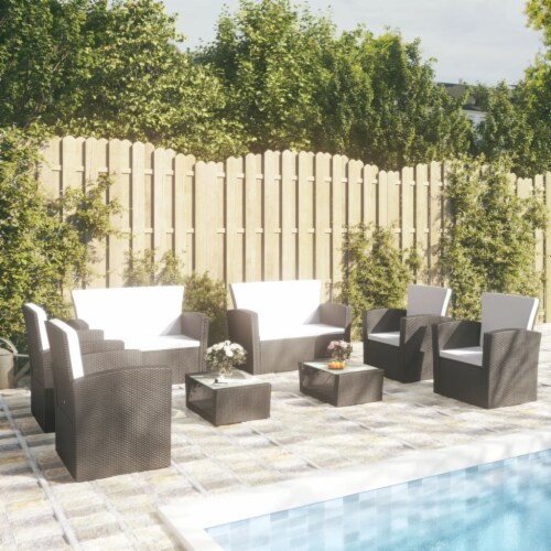 Vidaxl 8 piece garden lounge set with cushions poly rattan black new arrivals