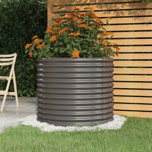 vidaXL Garden Planter Powder coated Steel 31.5 x31.5 x26.8 Gray