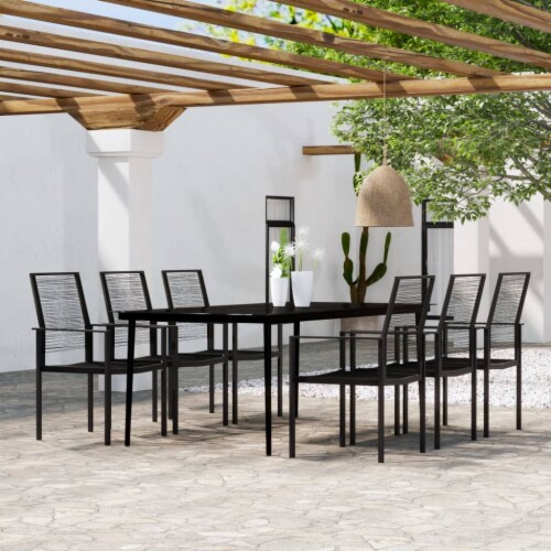 vidaXL 7 Piece Patio Dining Set Black 78.8