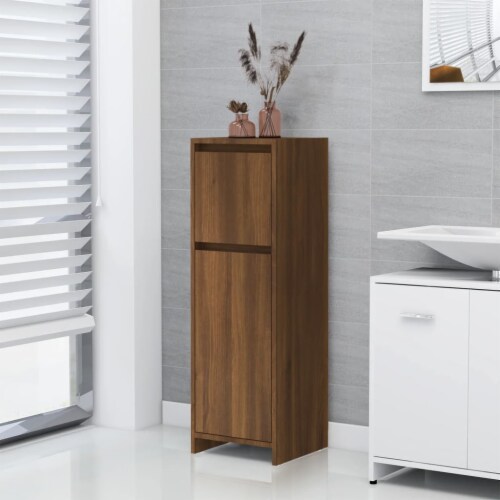 vidaXL Bathroom Cabinet Brown Oak 11.8 x11.8 x37.4 Engineered Wood Perspective: front