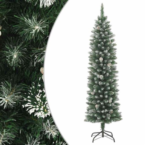 vidaXL Artificial Slim Christmas Tree with Stand 6 ft PVC Perspective: front
