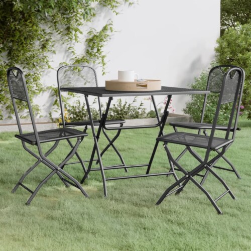 vidaXL 5 Piece Patio Dining Set Expanded Metal Mesh Anthracite 31.5 table length 4 Kroger