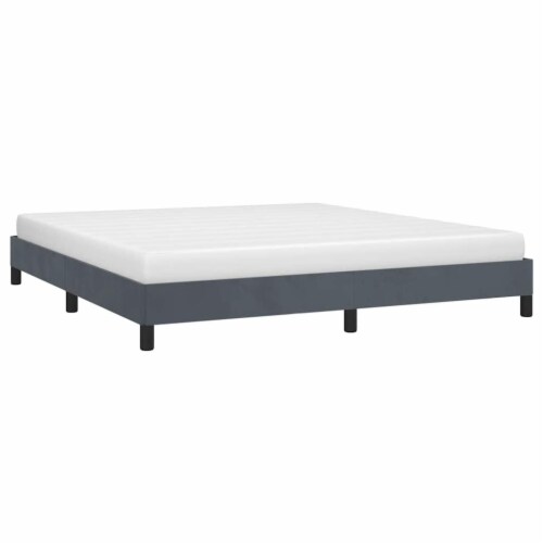 vidaXL Bed Frame without Mattress Dark Gray 76 x79.9 King Velvet, 81.1