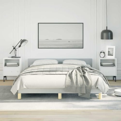 vidaXL Bed Frame with Headboard Light Gray 53.9 x74.8  Full Fabric Perspective: front