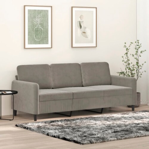 vidaXL 3 Seater Sofa Light Gray 70.9 Velvet 78