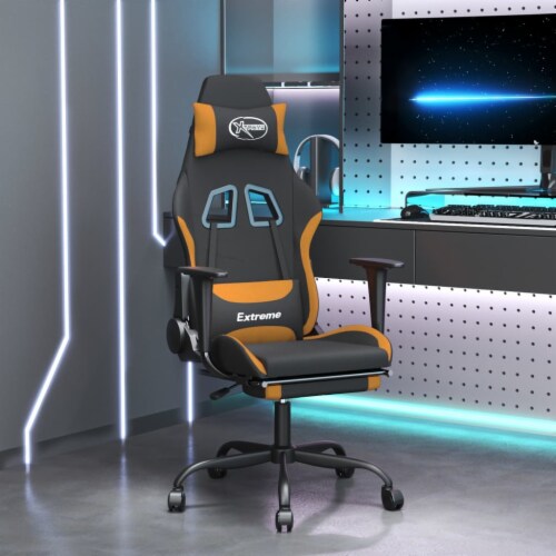 vidaXL Gaming Chair with Footrest Black and Orange Fabric, 1 pcs - Kroger