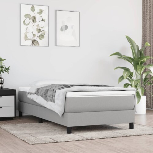 vidaXL Box Spring Bed Frame Light Gray 39.4 x79.9 Twin XL Fabric