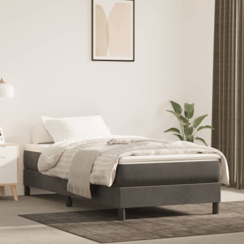 vidaXL Box Spring Bed Frame Dark Gray 39.4 x79.9 Twin XL Velvet, 9.8