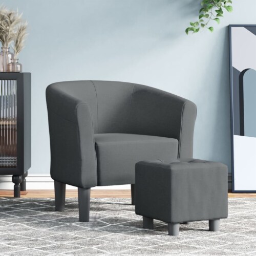 vidaXL Tub Chair with Footstool Dark Gray Fabric 1 Metro Market