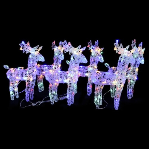vidaXL Christmas Reindeers 6 pcs Multicolor 240 LEDs Acrylic Perspective: front