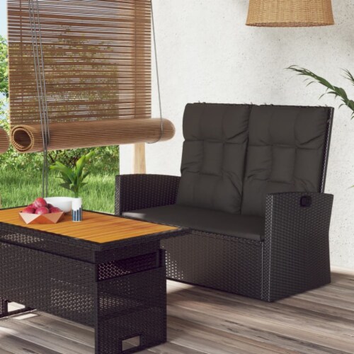 vidaXL Reclining Patio Bench with Cushions Black 46.5 Poly rattan 1 Fry s Food Stores