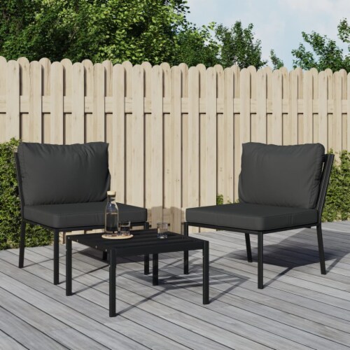 vidaXL Patio Chairs with Gray Cushions 2 pcs 23.6 x29.1 x31.1 Steel 2 Fred Meyer