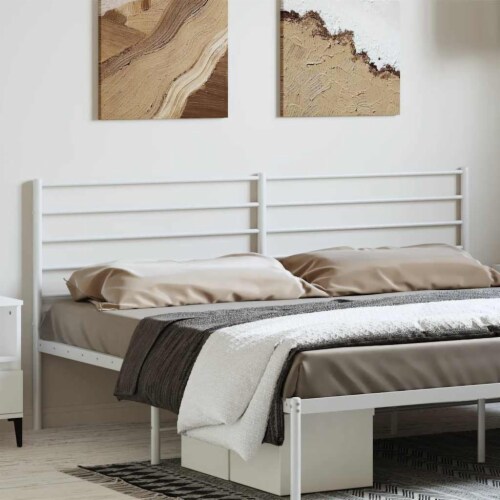 vidaXL Durable Metal Headboard for King Size Beds Modern Style White 76 1 Pay Less Super Markets