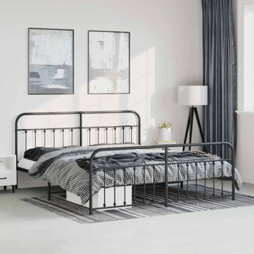 Black metal bed frame california king discount