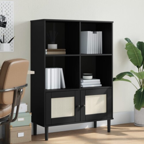 Black rattan bookcase discount
