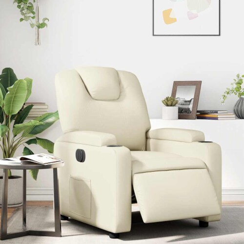 vidaXL Electric Recliner Chair Cream Faux Leather 1 Mariano s