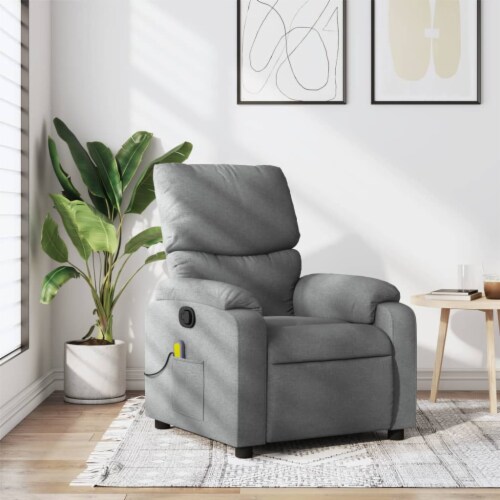 vidaXL Massage Recliner Chair Light Gray Fabric 1 Pay Less Super Markets