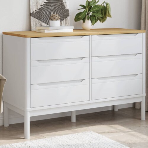 White and timber chest of drawers discount