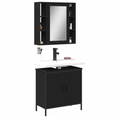 vidaXL 2 Piece Bathroom Furniture Set Black Engineered Wood 1 Kroger