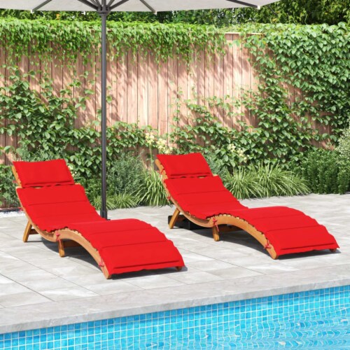 vidaXL Sun Loungers with Cushions 2 pcs Red Solid Wood Acacia 2 Fred Meyer