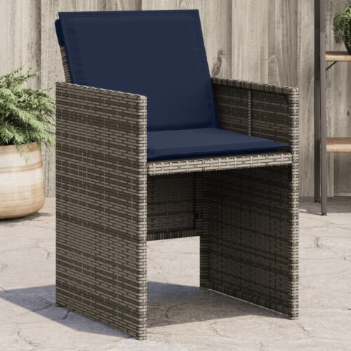 vidaXL Patio Chairs with Cushions 4 pcs Gray Poly Rattan 19.9 x21.3 x31.1 Kroger