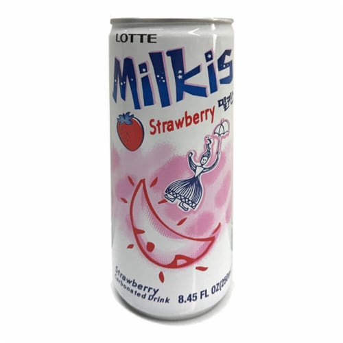Lotte Milkis Strawberry Soda Perspective: front