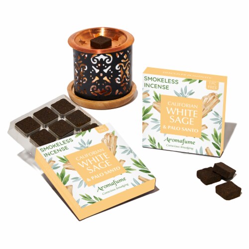 White Sage & Palo Santo Incense Bricks & Burner Set Perspective: front